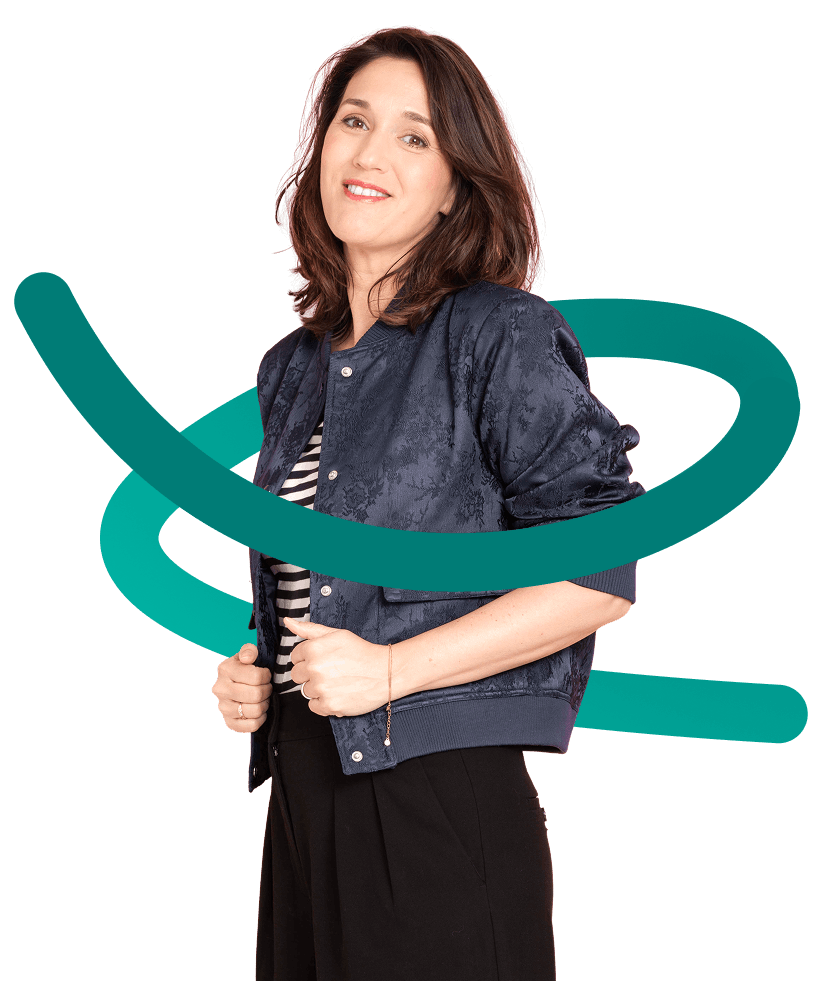 Renée ter Berg met een geïllustreerde  swirl